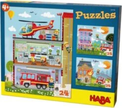 HABA 304186 Puzzleset 3 X 24 Teile - Kleine Feuerwehr