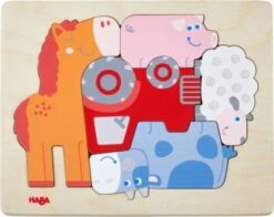 HABA 305709 Holzpuzzle – Tierisch Was Los, 5 Teile