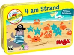 HABA 306040 4 Am Strand, Reisespiel In Metalldose
