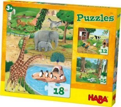 HABA 4960 3 In 1 Puzzle-Set Tiere - 12/15/18 Teile 1 HABA 4960 3 In 1 Puzzle-Set Tiere - 12/15/18 Teile
