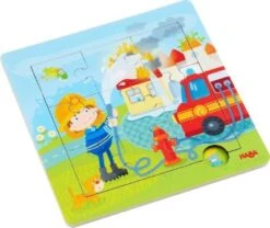 HABA 303770 Holzrahmen-Puzzle 9 Teile - Feuerwehr